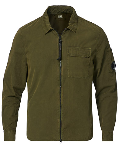Skjorta |  Garment Dyed Gabardine Zip Shirt Jacket Olive
