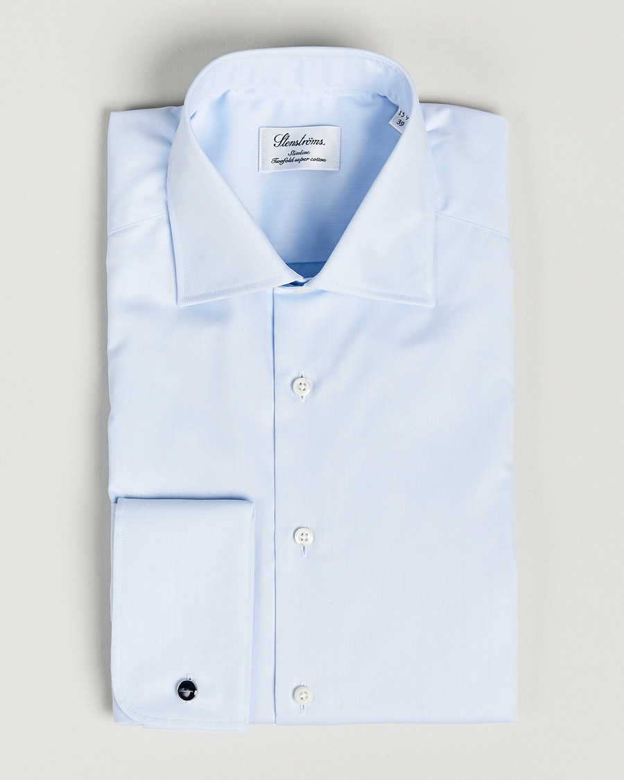 Herr | | Stenströms | Slimline Double Cuff Light Blue