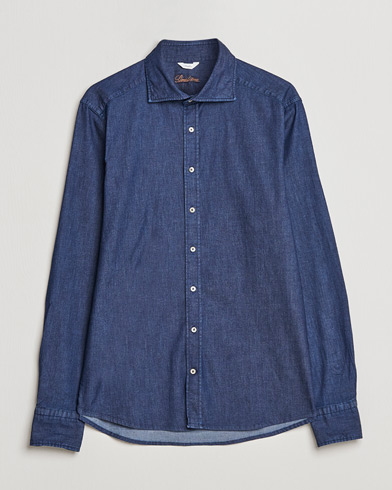 Herr | Jeansskjortor | Stenströms | Slimline Garment Washed Shirt Dark Denim