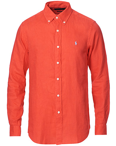 Linneskjortor |  Custom Fit Linen Button Down Shirt Racing Red