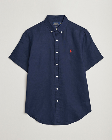 Herr |  | Polo Ralph Lauren | Slim Fit Linen Short Sleeve Shirt Newport Navy