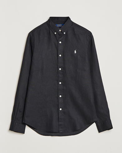 Herr | Preppy Authentic | Polo Ralph Lauren | Slim Fit Linen Button Down Shirt Black