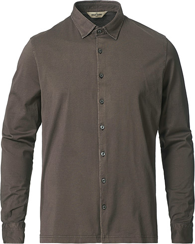 Herr | Pikéskjorta | Gran Sasso | Washed Cotton Jersey Shirt Brown