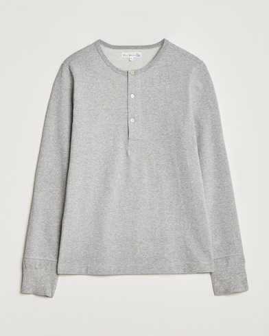 Herr | Långärmade t-shirts | Merz b. Schwanen | Classic Organic Cotton Henley Sweater Grey Mel