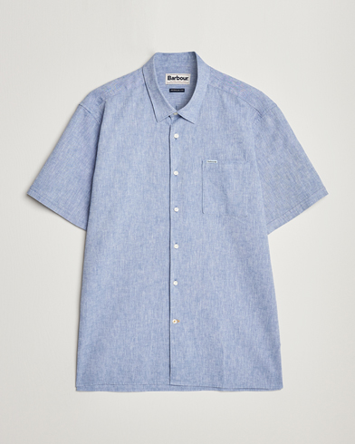 Herr | Kortärmade skjortor | Barbour Lifestyle | Tailored Fit Nelson Cotton/Linen Shirt Blue