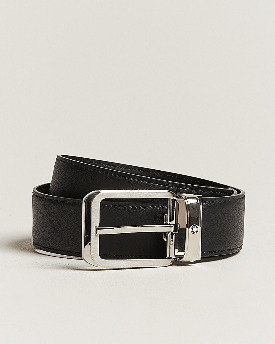 Montblanc Black 35 mm Leather belt Black – Svart