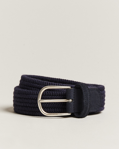 Herr | Bälten | Anderson's | Braided Wool Belt Navy