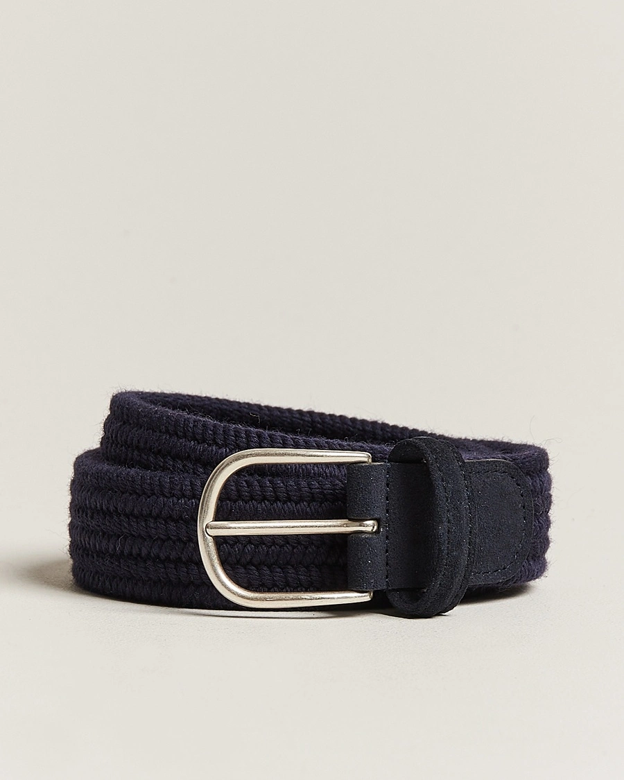 Herr | | Anderson's | Braided Wool Belt Navy
