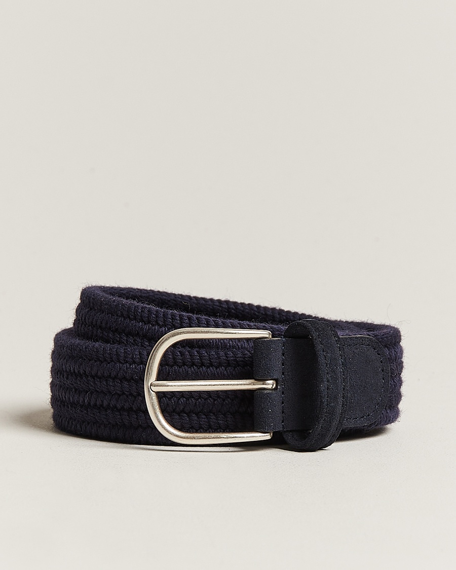 Anderson's Braided Wool Belt Navy – Blå