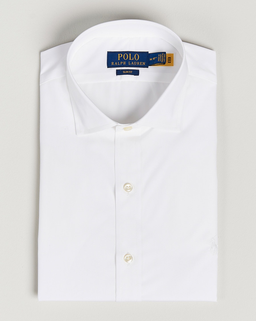 Polo Ralph Lauren Slim Fit Poplin Cut Away Dress Shirt White – Vit
