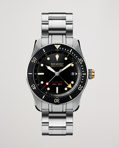 Herr | Fine watches | Bremont | S302 Supermarine GMT 40mm Steel Bracelet Black Dial