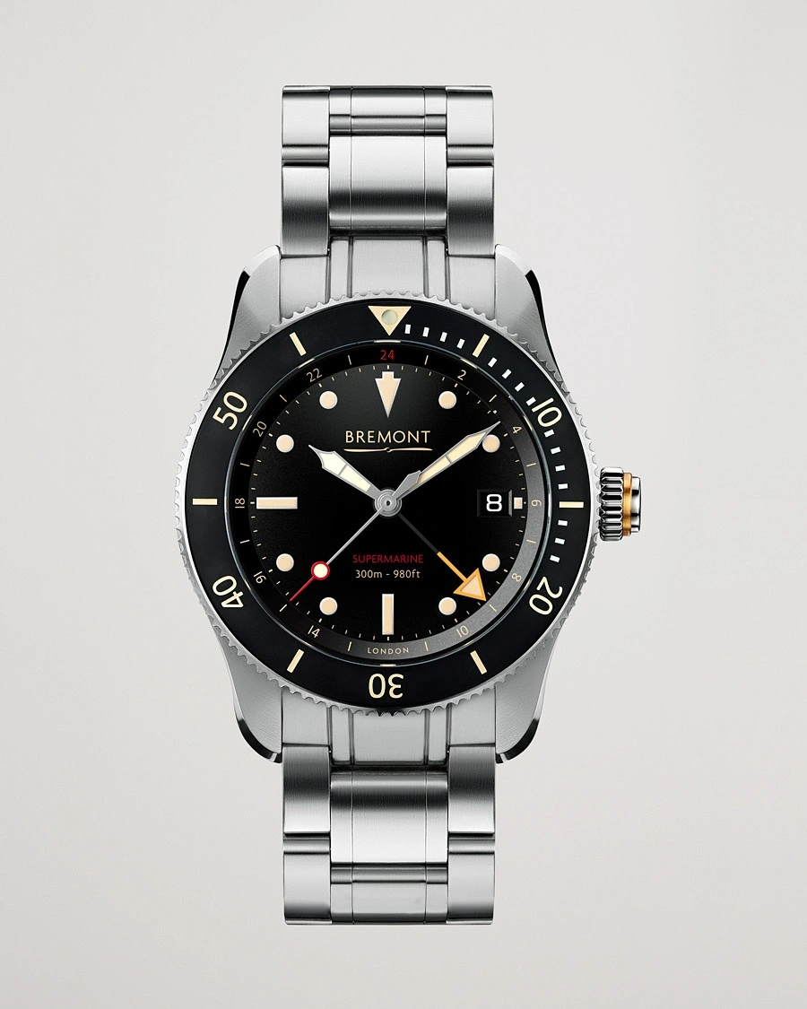  S302 Supermarine GMT 40mm Steel Bracelet Black Dial