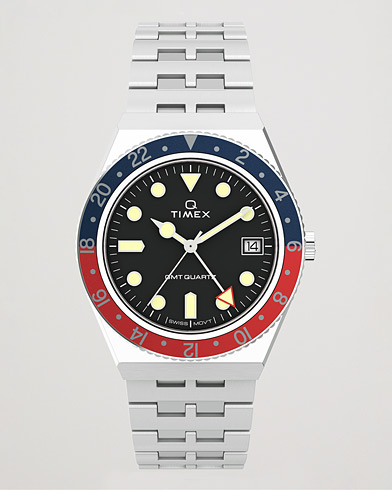 Herr | Stållänk | Timex | Q Diver GMT 38mm Navy/Red
