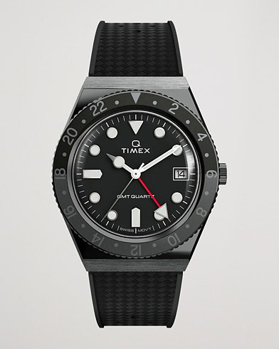 Herr |  | Timex | Q Diver GMT 38mm Rubber Strap Black/Grey