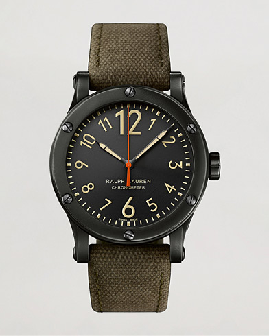 Herr | Fine watches | Polo Ralph Lauren | 45mm Safari Chronometer Black Steel/Canvas Strap