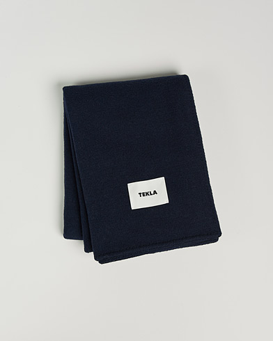 Herr | Plädar | Tekla | Merino Wool Blanket Dark Blue