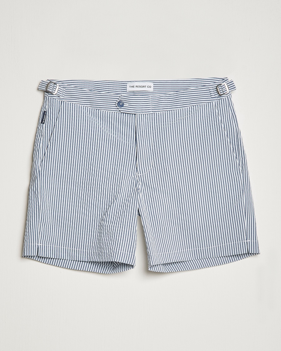 Herr | The Resort Co | The Resort Co | Tailored Swim Shorts Navy Stripe Seersucker