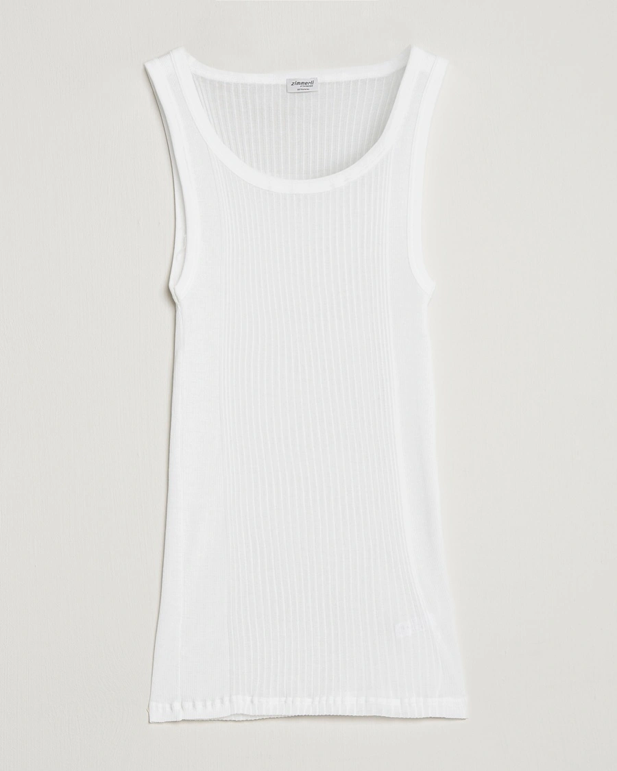 Zimmerli of Switzerland Ribbed Mercerized Cotton Tank Top White – Vit