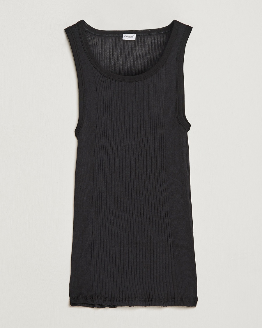 Herr | Linnen | Zimmerli of Switzerland | Ribbed Mercerized Cotton Tank Top Black