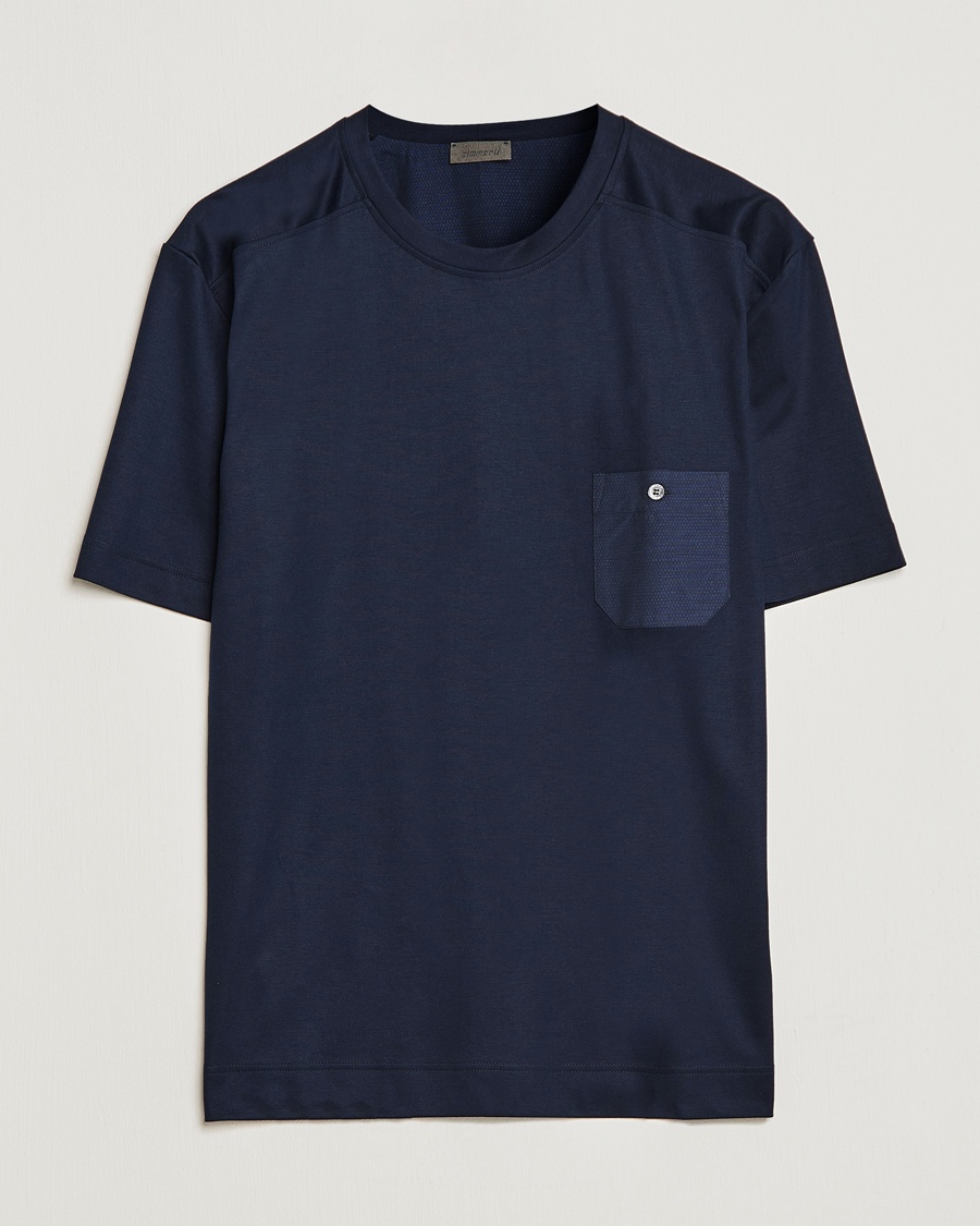 Herr | Pyjamaströjor | Zimmerli of Switzerland | Cotton/Modal Crew Neck Loungwear T-Shirt Midnight