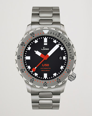 Herr | Stållänk | Sinn | U50 Diving Watch 41mm Black Dial