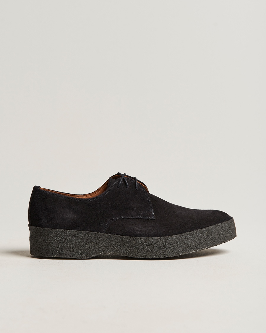 Sanders Gibson Lo Top Derby Black Suede – Svart