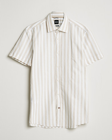 Herr | Kortärmade skjortor | BOSS | Hal Block Stripe Short Sleeve Shirt Beige/White