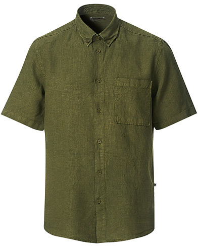 Herr | Kortärmade skjortor | NN07 | Arne Linen Short Sleeve Shirt Dark Olive