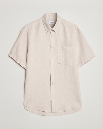 Herr | Kortärmade skjortor | NN07 | Arne Linen Short Sleeve Shirt Oat