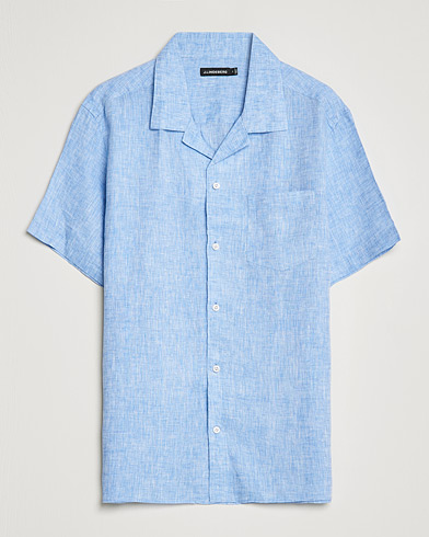Herr | Kortärmade skjortor | J.Lindeberg | Linen Melange Short Sleeve Shirt Ultramarine