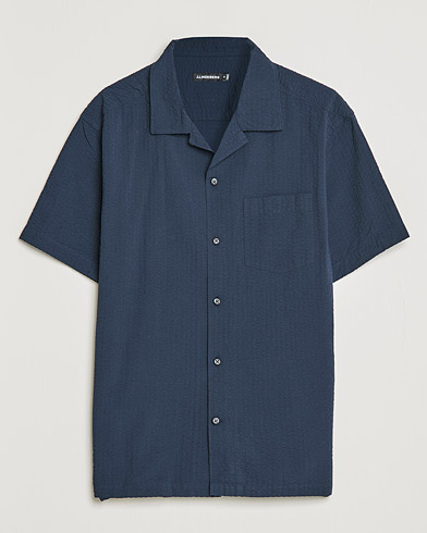 Herr | Kortärmade skjortor | J.Lindeberg | Elio Seersucker Short Sleeve Shirt Navy
