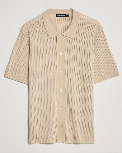 Herr |  | J.Lindeberg | Skyler Rayon Silk Knit Shirt Safari Beige