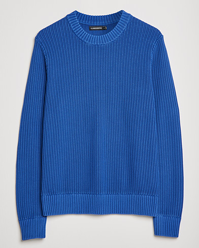 Herr | Stickade tröjor | J.Lindeberg | Coy Summer Structure Organic Cotton Sweater Royal Blue