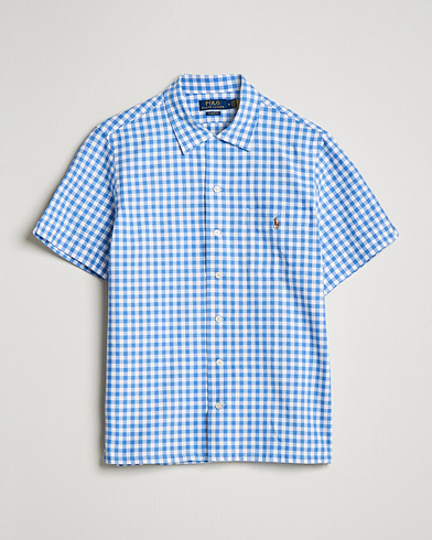 Herr | Kortärmade skjortor | Polo Ralph Lauren | Short Sleeve Resort Collar Checked Shirt Blue/White