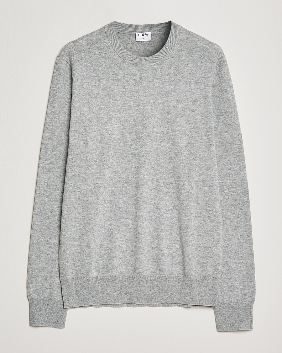 Filippa K Cotton Merino Basic Sweater Light Grey Melange – Grå