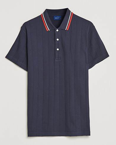 Herr |  | GANT | Structued Knitted Polo Evening Blue