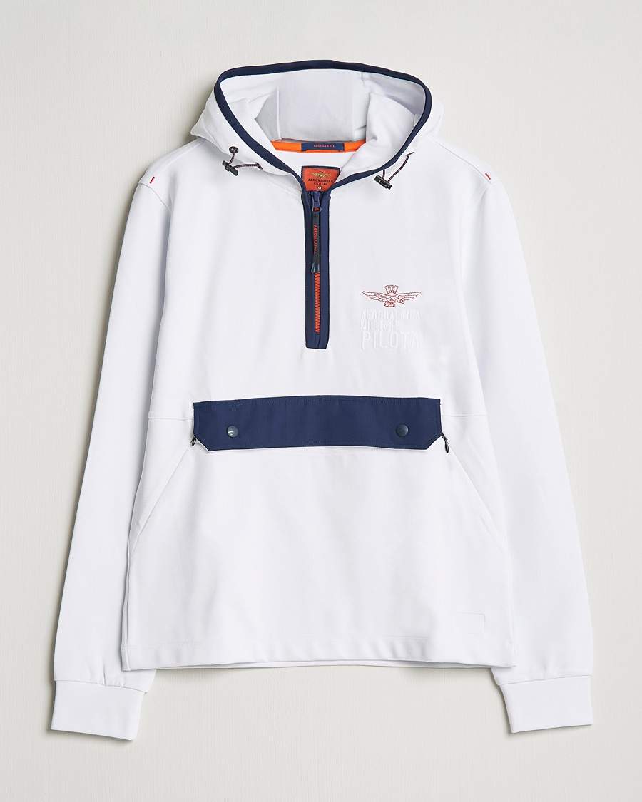 Herr | | Aeronautica Militare | Half Zip Hoodie Off White