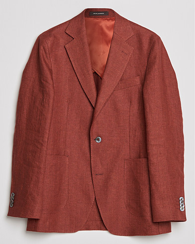 Herr | Kostym | Oscar Jacobson | Ferry Soft Patch Pocket Linen Blazer Rust