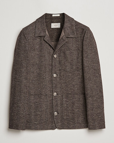 Herr | Skjortjackor | Altea | Herringbone Wool Chore Jacket Brown