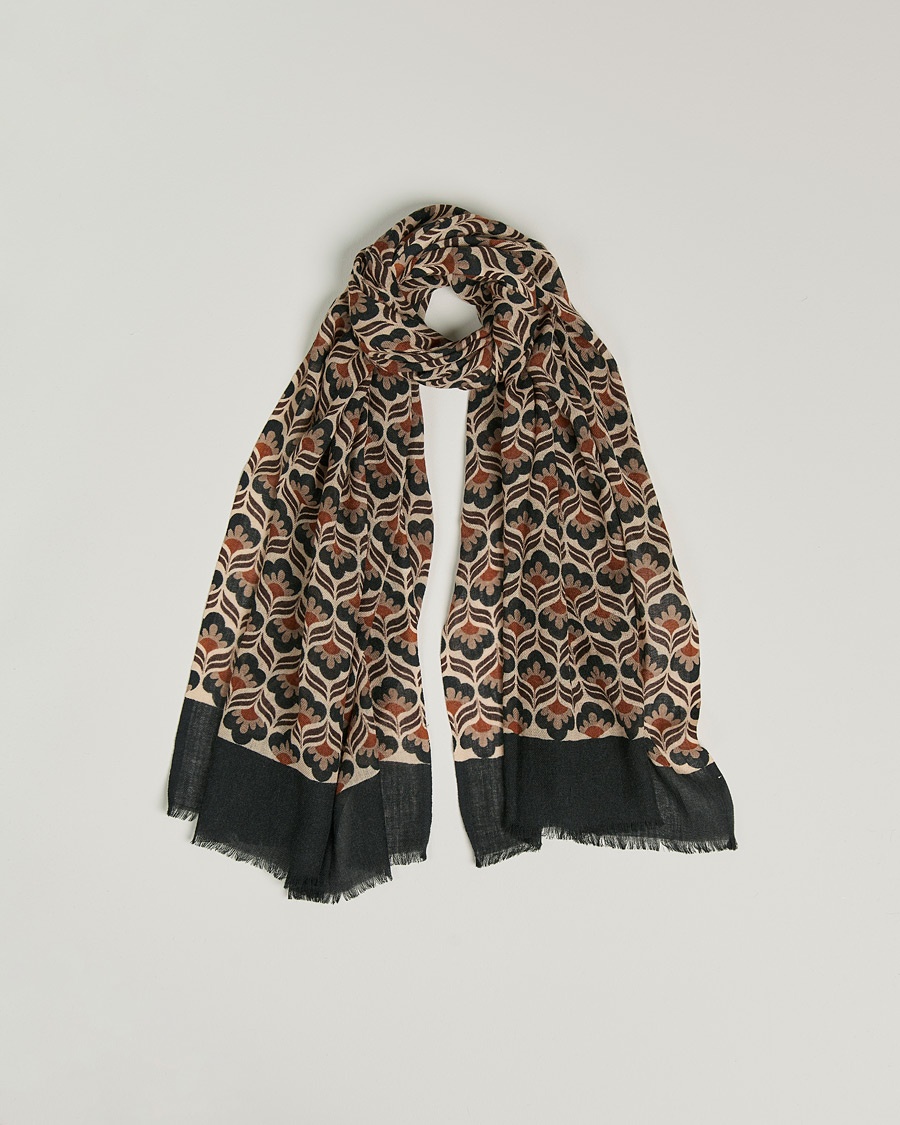 Herr | | Altea | Flower Print Wool Scarf Beige/Brown