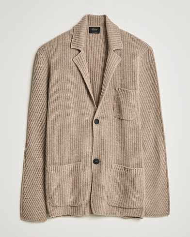Herr | Stickade kavajer | Brioni | Pure Cashmere Knitted Blazer Beige