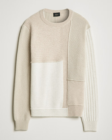Herr | Tröjor | Brioni | Wool/Cashmere Patchwork Sweater Beige