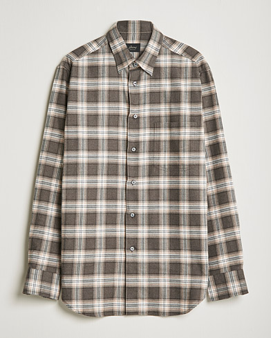 Herr | Casualskjortor | Brioni | Check Flannel Shirt Beige