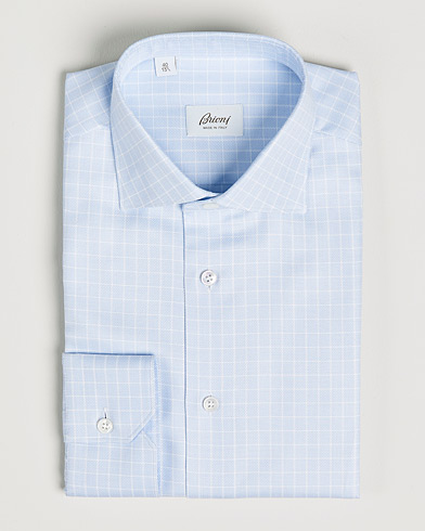 Herr | Businesskjortor | Brioni | Slim Fit Dress Shirt Light Blue Check