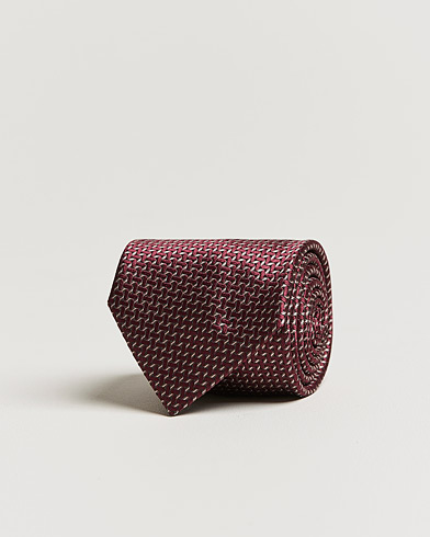 Herr | Slipsar | Brioni | Micro Pattern Silk Tie Burgundy