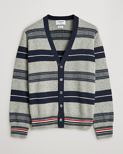 Herr |  | Thom Browne | Tartan Stripe Wool Cardigan Medium Grey
