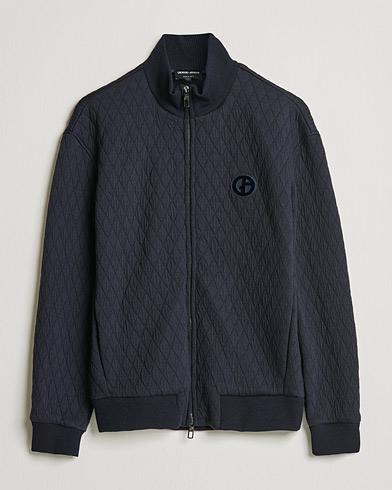 Herr | Full-zip | Giorgio Armani | Diamond Quilted Zip Sweater Navy