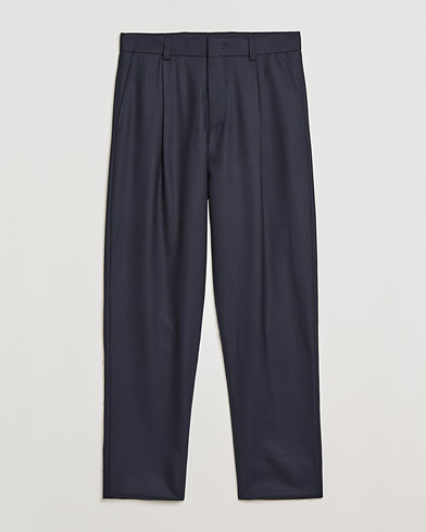 Herr |  | Giorgio Armani | Tapered Pleated Flannel Trousers Navy