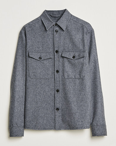 Herr | Skjortjackor | J.Lindeberg | Flat Wool Regular Overshirt Grey Melange