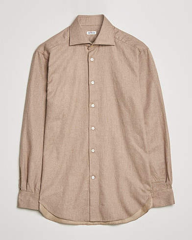 Herr | Italian Department | Kiton | Slim Fit Flannel Shirt Beige